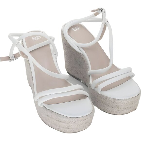 BP Cohan Espadrille Wedge Sandals Tan White Size 11 M Fast Shipping - Picture 1 of 6